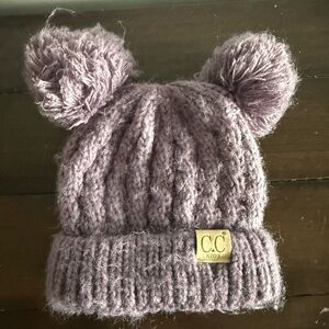 CC Boutique Lilac Knit Hat with Pom-Poms